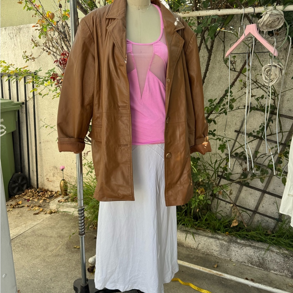 Brown Leather Women's Blazer Jacket